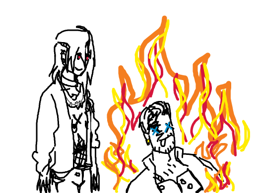 oc lights the other on fire with gas.... geez