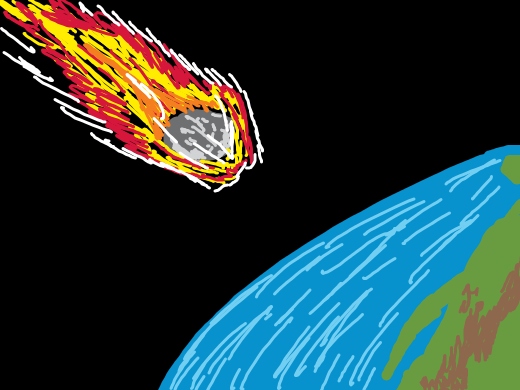 a meteor is about to enter earth's orbit.