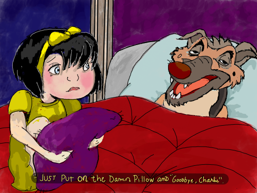 a dying dog wishing to be put out of her misery asking actually no beggging for death