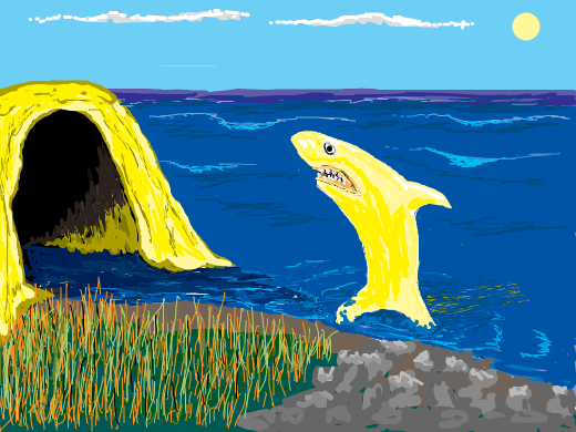 yelow shark comes back to his yellow home