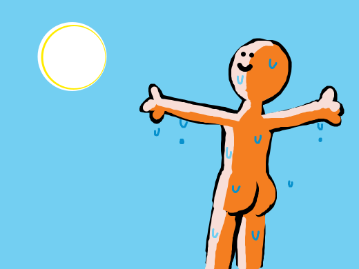 A naked man drying himself on the Sun