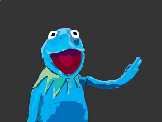 The blue kermit sings a song of light and dark, good and evil..