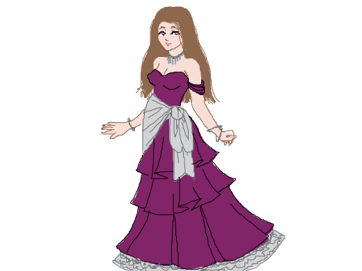 long haired girl in a purple princess dress