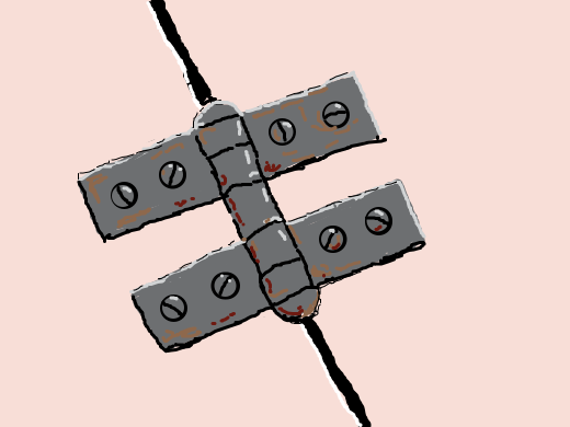 an h shaped metal hinge