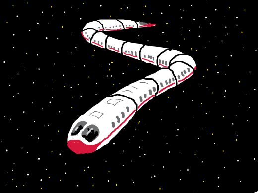 a white snake in space