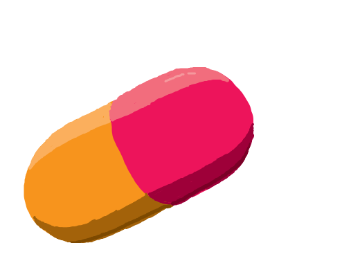 An orange and pink pill