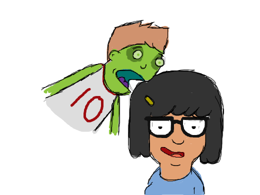 When the weird girl who is obsessed with morbid stuff is eaten by her zombified crush. Basically experiencing pure joy, head bitten, dying.