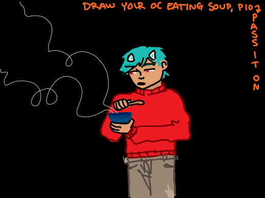 i think i reached the end of the chains in this room from skipping too much. draw ur oc eating soup pio