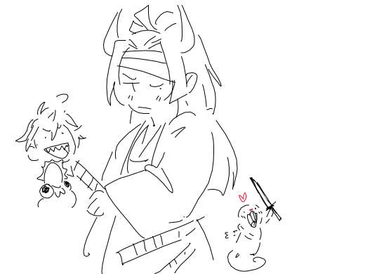 horned onigirl and naked molerat with a sword....chainsaw man?