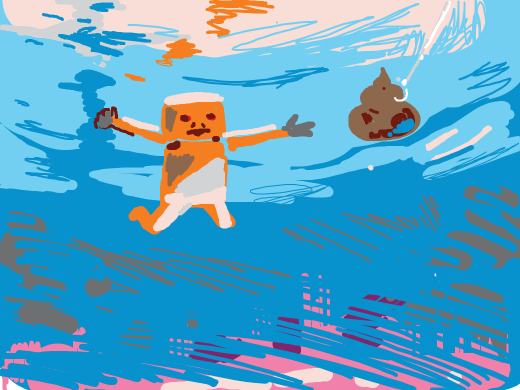 Boy eats poop in a pool