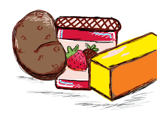 Potato, butter and jam.