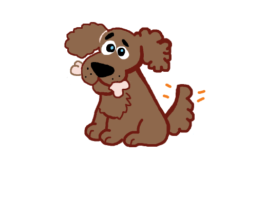 A really good fluffy brown doggo. He's just a happy guy with a bone.