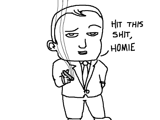 Baby offers you a hit of the weed