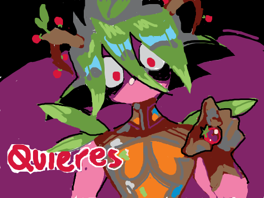 forest imp is eating a plum, startled by your approach