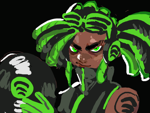 man with bright red eyes and pointy teeth smiles at you as you both watch a mountain sunset