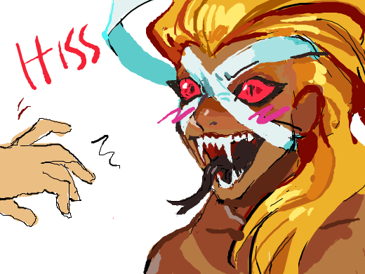 OC is a snake hybrid and is hissing while blushing