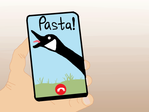 canadian goose demand pasta via video call