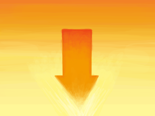 Orange arrow pointing downwards