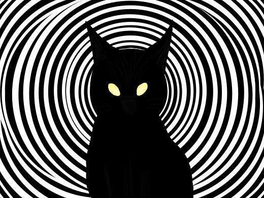 spooky black cat. the ears look like horns