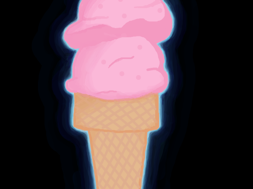 strawberry ice cream in a cone