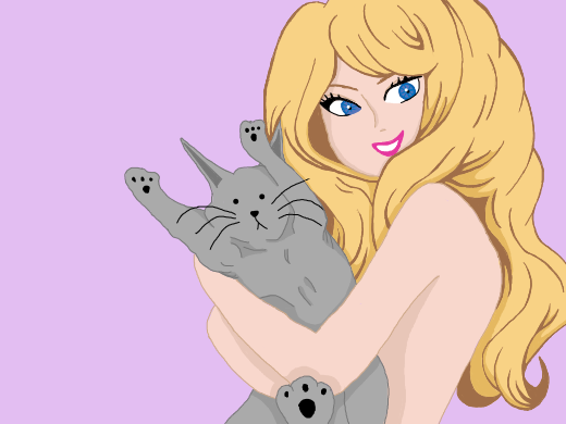 A grey cat face with tiny eyes and nose, sharp ears.