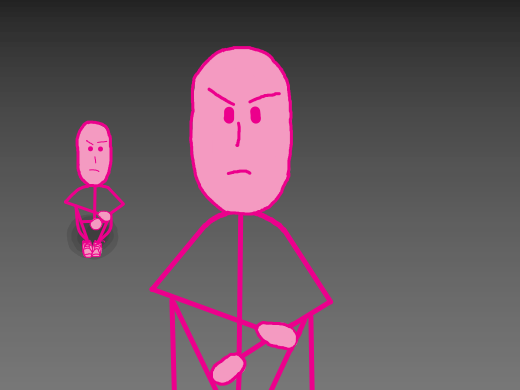 pink stick figure holding their knees