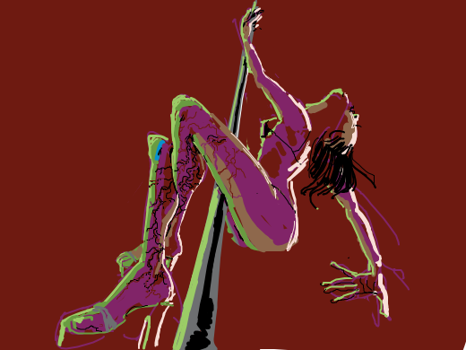 Stripper on a pole with torn fishnet tights, or bad varicose veins?