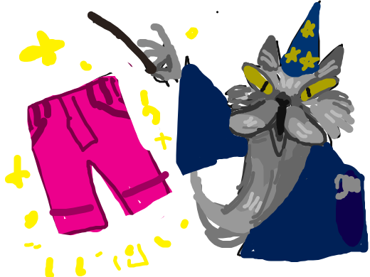 wizard cat conjures up some pink pants