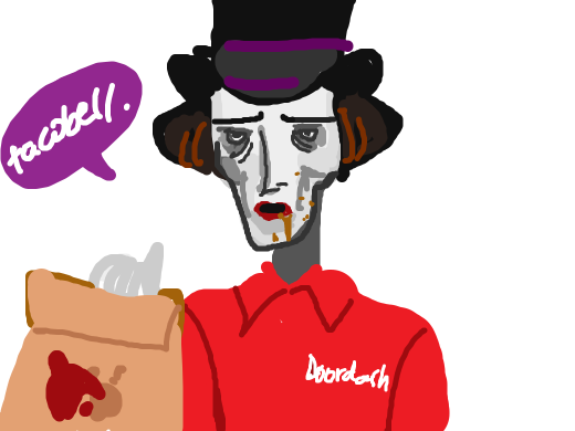 Willy Wonka becomes a depressed alcoholic after his factory is shut down. He now delivers taco bell via doordash to make ends meet.