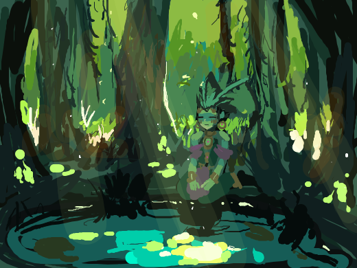 Oc by a pond in the woods