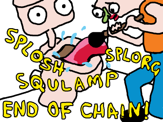 Man plunging a flesh toilet