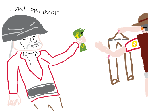 soldier wants to buy sniper's pants