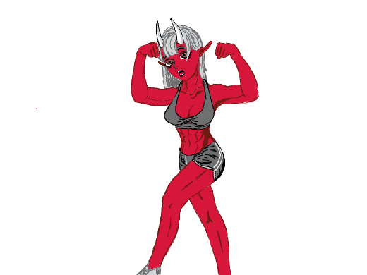 buff oni girl in hotpants