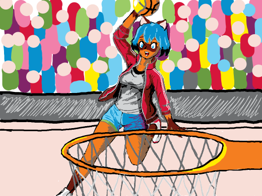 Michiru Kagemori slam dunks to win first prize