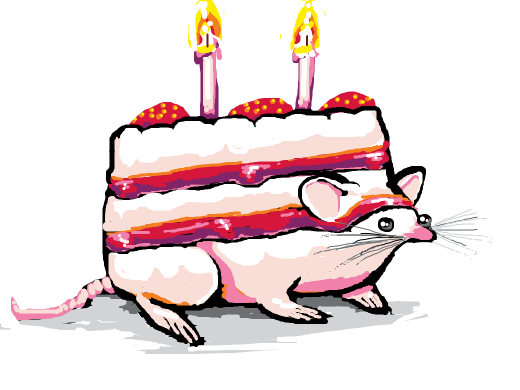 A mouse that is also a birthday cake