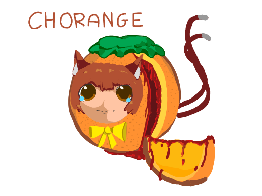 a crying Chen orange with a slice cut out