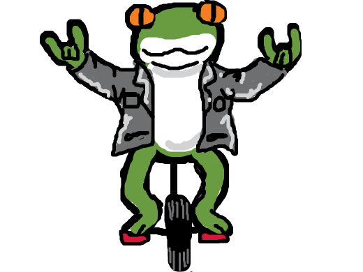 frog on a unicycle.