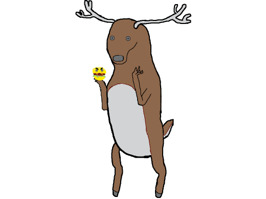 deer eating a burger