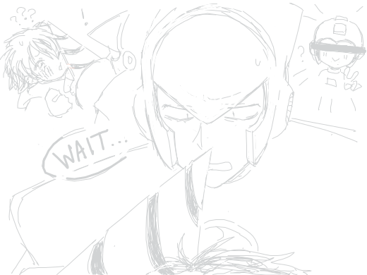 Crash man looks down with disdain and confusion