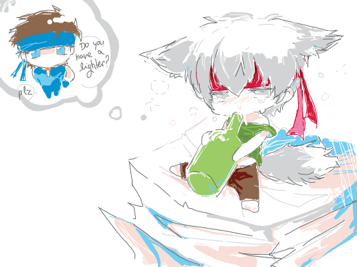 Gray Wolf is sitting on a box thinking