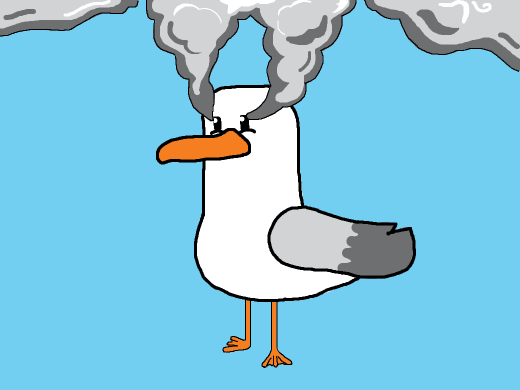 a bird with smoke coming out of its eyes