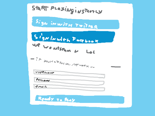 Registration window on website