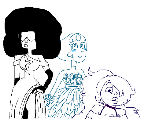 The crystal gems in dresses.