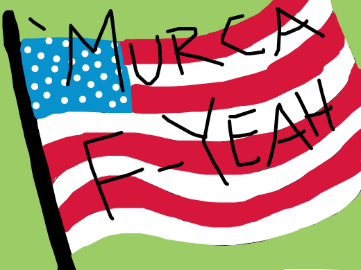 The USA flag with &quote;america, fuck yeah&quote; over it