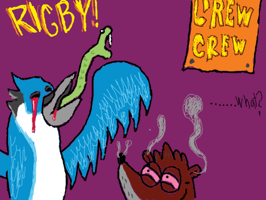 Mordecai and Rigby smoking pot